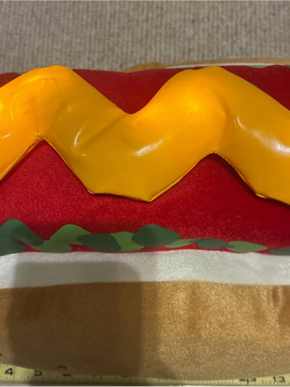 Plush Hot Dog Costume  Red Ketchup Detail Lights Up Size Medium